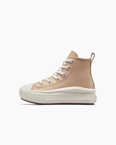 Light Brown Converse Chuck Taylor All Star Move Leather Kids' Sneakers UK | C-50678199