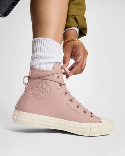 Pink Converse Chuck Taylor All Star Weatherized Leather Men Sneakers UK | C-18793469