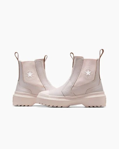 Pink / Pink Converse Chuck Taylor All Star Lugged Leather Kids' Boots UK | C-58601429