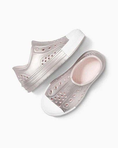 Pink / Silver / White Converse Chuck Taylor All Star Play Lite CX Metallic Kids' Sneakers UK | C-57841069