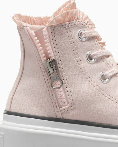 Pink / White Converse Chuck Taylor All Star Lugged Lift Ruffles Kids' Sneakers UK | C-13967489