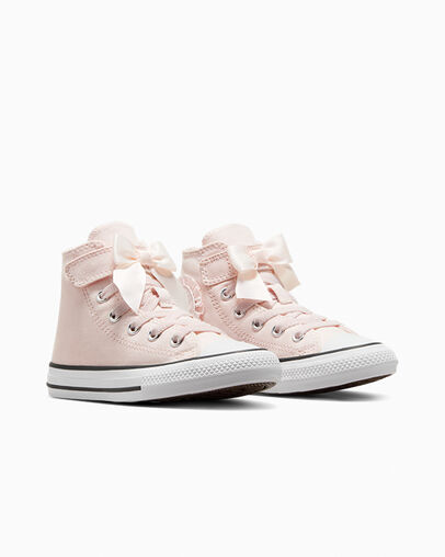 Pink / White Converse Chuck Taylor All Star Ruffles & Bows Easy-On Kids' Sneakers UK | C-85392419