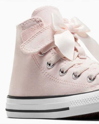 Pink / White Converse Chuck Taylor All Star Ruffles & Bows Easy-On Kids' Sneakers UK | C-85392419