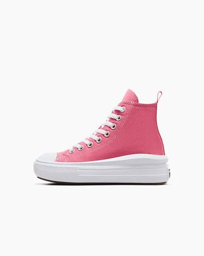 Pink / White / Black Converse Chuck Taylor All Star Move Platform Kids' Canvas Shoes UK | C-26537919