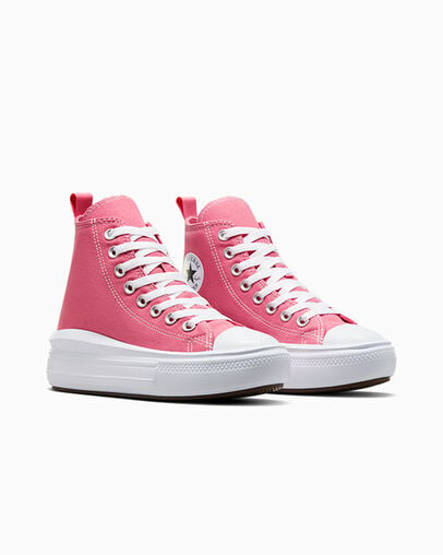 Pink / White / Black Converse Chuck Taylor All Star Move Platform Kids' Canvas Shoes UK | C-26537919