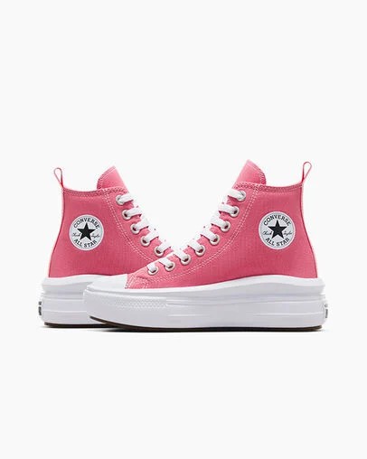 Pink / White / Black Converse Chuck Taylor All Star Move Platform Kids' Canvas Shoes UK | C-26537919