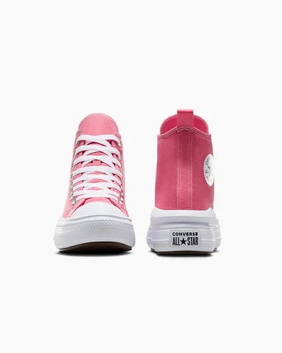 Pink / White / Black Converse Chuck Taylor All Star Move Platform Kids' Canvas Shoes UK | C-26537919