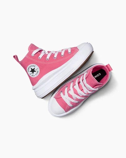 Pink / White / Black Converse Chuck Taylor All Star Move Color Pop Kids' Platform Shoes UK | C-98047239