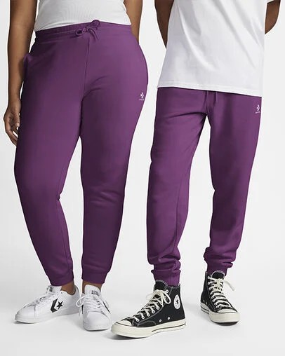 Purple Converse Go-To Embroidered Star Chevron Standard-Fit Women Sweatpants UK | C-76934089