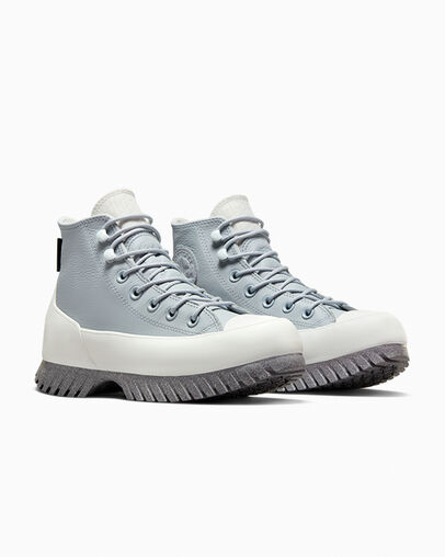 Silver / Grey Converse Chuck Taylor All Star Lugged 2.0 Platform Leather Women Boots UK | C-53480199