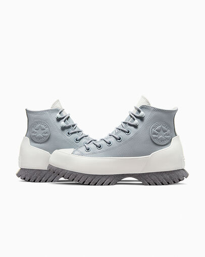 Silver / Grey Converse Chuck Taylor All Star Lugged 2.0 Platform Leather Women Boots UK | C-53480199