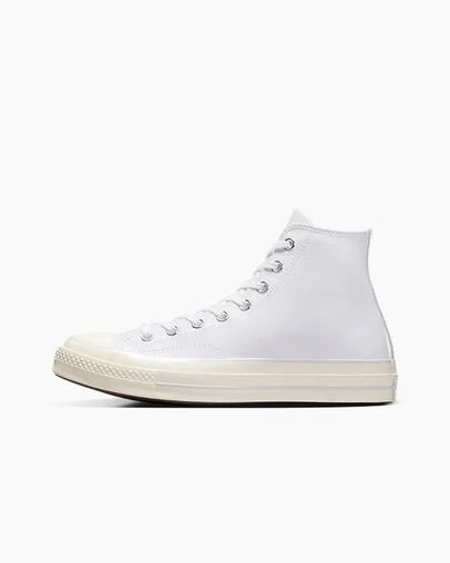 White Converse Chuck 70 Leather Men Sneakers UK | C-57320949