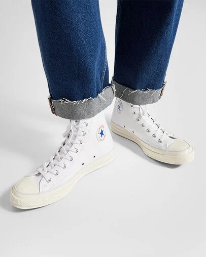 White Converse Chuck 70 Leather Men Sneakers UK | C-57320949