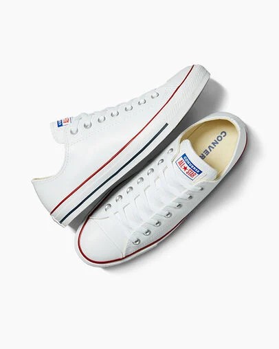 White Converse Chuck Taylor All Star Leather Men Tennis Shoes UK | C-56179209