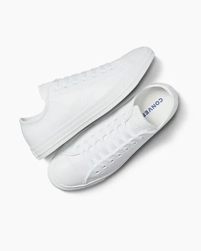 White Converse Chuck Taylor All Star Leather Men Tennis Shoes UK | C-23704659