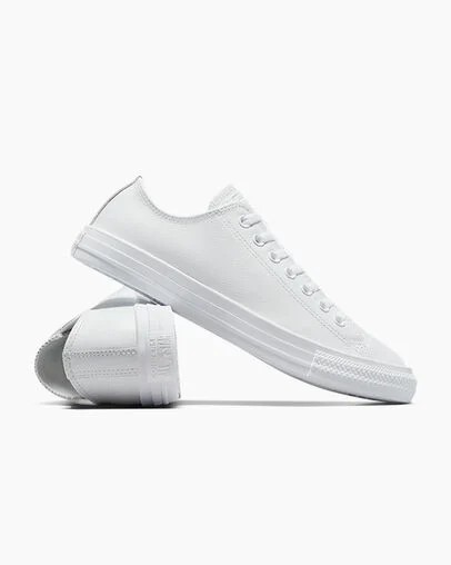 White Converse Chuck Taylor All Star Leather Men Tennis Shoes UK | C-23704659