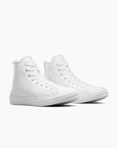 White Converse Chuck Taylor All Star Leather Men Sneakers UK | C-27518949