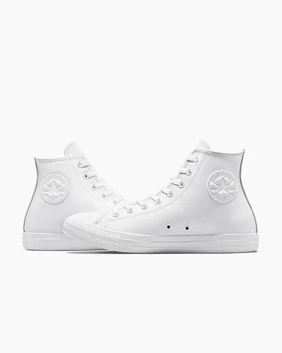 White Converse Chuck Taylor All Star Leather Men Sneakers UK | C-27518949