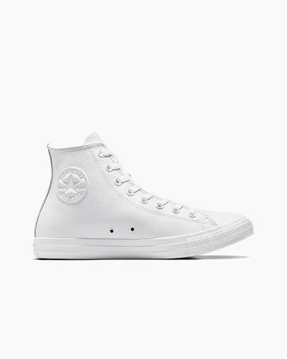 White Converse Chuck Taylor All Star Leather Men Sneakers UK | C-27518949