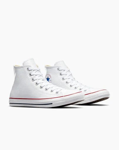 White Converse Chuck Taylor All Star Leather Men Sneakers UK | C-92375189