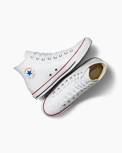 White Converse Chuck Taylor All Star Leather Men Sneakers UK | C-92375189