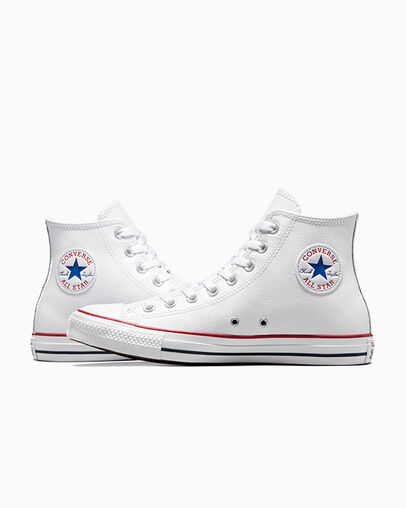 White Converse Chuck Taylor All Star Leather Men Sneakers UK | C-92375189