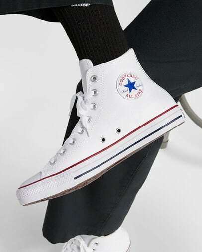 White Converse Chuck Taylor All Star Leather Men Sneakers UK | C-92375189