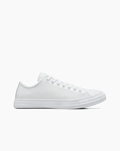 White Converse Chuck Taylor All Star Leather Women Tennis Shoes UK | C-87645109