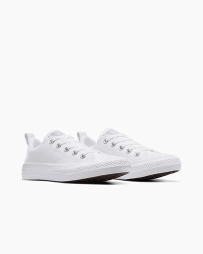 White Converse Chuck Taylor All Star Malden Street Leather Kids' Sneakers UK | C-09823679