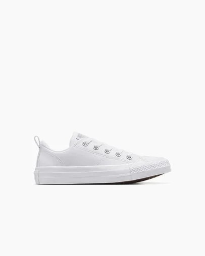 White Converse Chuck Taylor All Star Malden Street Leather Kids\' Sneakers UK | C-09823679