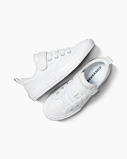 White Converse Chuck Taylor All Star Malden Street Leather Kids' Sneakers UK | C-50367489