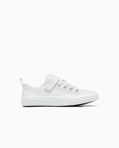 White Converse Chuck Taylor All Star Malden Street Leather Kids\' Sneakers UK | C-50367489