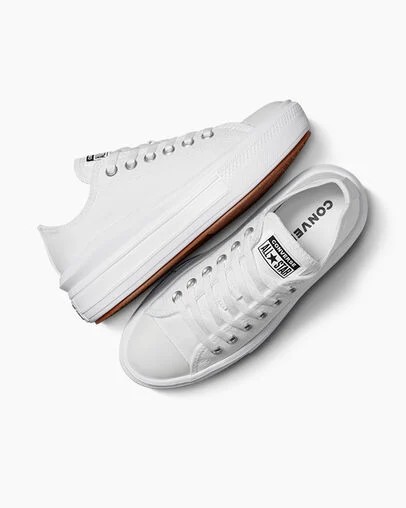 White Converse Chuck Taylor All Star Move Women Platform Shoes UK | C-45690239