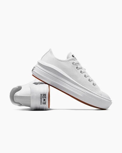 White Converse Chuck Taylor All Star Move Women Platform Shoes UK | C-45690239