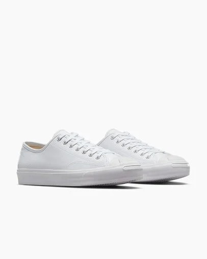 White Converse Jack Purcell Leather Men Tennis Shoes UK | C-57436809