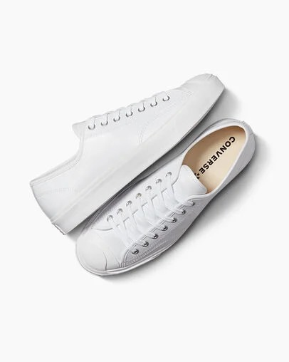 White Converse Jack Purcell Leather Men Tennis Shoes UK | C-57436809