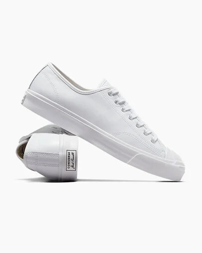 White Converse Jack Purcell Leather Men Tennis Shoes UK | C-57436809