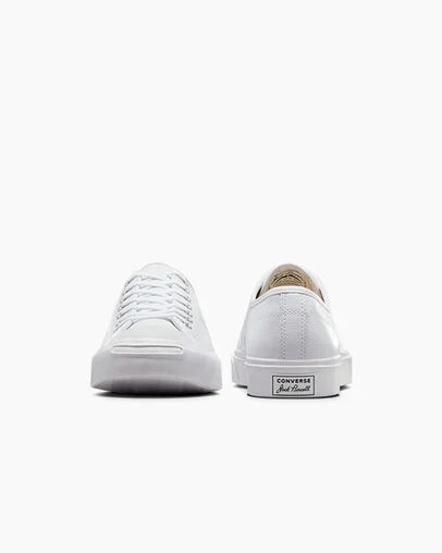 White Converse Jack Purcell Leather Men Tennis Shoes UK | C-57436809