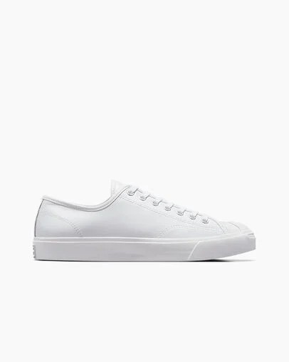 White Converse Jack Purcell Leather Men Tennis Shoes UK | C-57436809