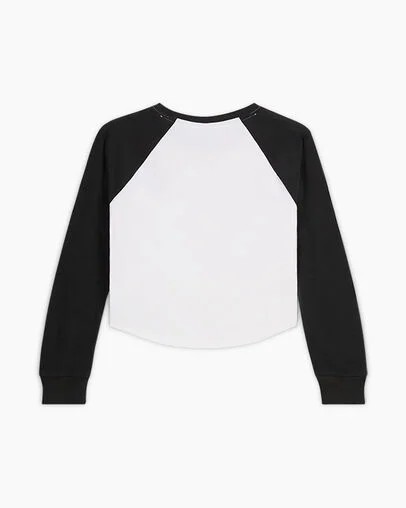 White Converse Raglan Women Long Sleeve Tops UK | C-28913749