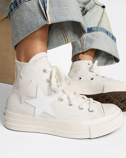 White / Beige Converse Chuck 70 Stars Men Sneakers UK | C-94860719