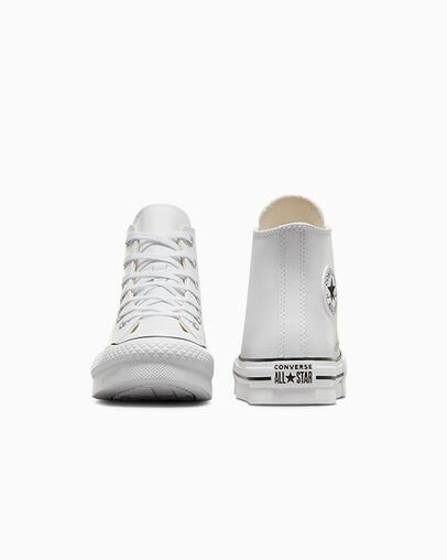 White / Beige White / Black Converse Chuck Taylor All Star EVA Lift Leather Kids' Platform Shoes UK | C-73540269