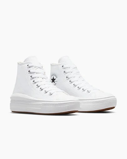 White / Beige White / Black Converse Chuck Taylor All Star Move Women Platform Shoes UK | C-83529609