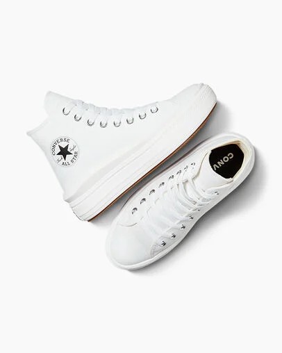 White / Beige White / Black Converse Chuck Taylor All Star Move Women Platform Shoes UK | C-83529609