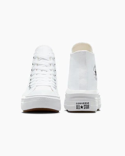 White / Beige White / Black Converse Chuck Taylor All Star Move Women Platform Shoes UK | C-83529609