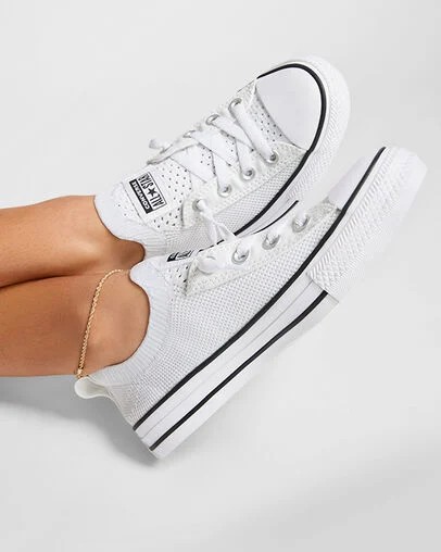 White / Black Converse Chuck Taylor All Star Shoreline Knit Women Slip On Shoes UK | C-57603289