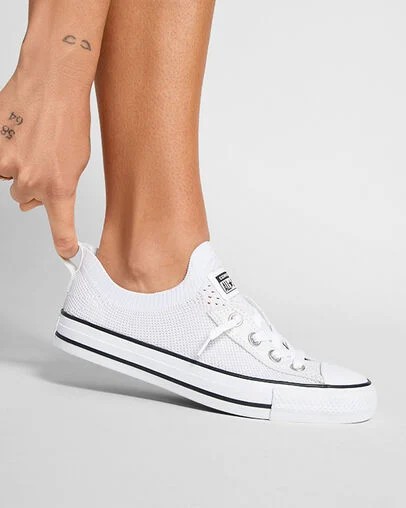 White / Black Converse Chuck Taylor All Star Shoreline Knit Women Slip On Shoes UK | C-57603289