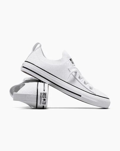 White / Black Converse Chuck Taylor All Star Shoreline Knit Women Slip On Shoes UK | C-57603289