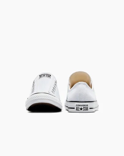 White / Black Converse Chuck Taylor All Star Women Slip On Shoes UK | C-59613249