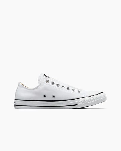 White / Black Converse Chuck Taylor All Star Women Slip On Shoes UK | C-59613249